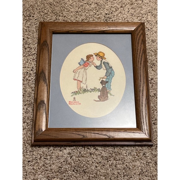 Vintage Norman Rockwell Needlepoint / Crosstitch Finished Completed 1988 - Picture 2 of 7